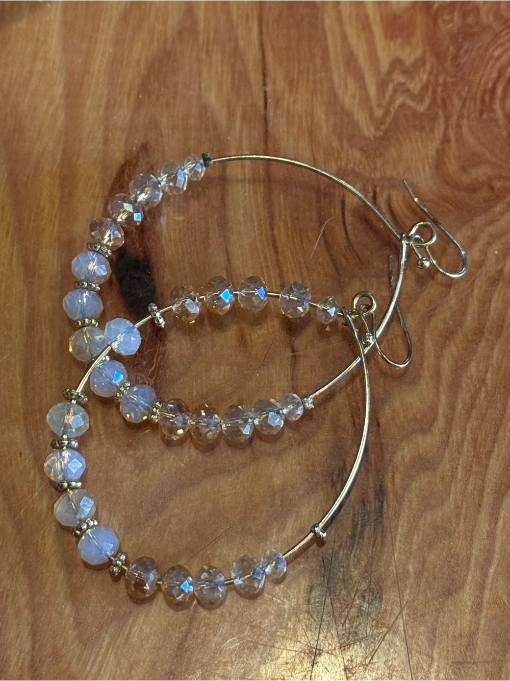 Gold Hoop Earrings with Iridescent Beads